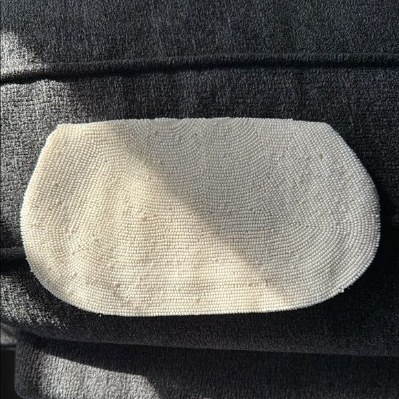 Cream Floral Embossed Clutch with Flap Closure - Picture 8 of 10